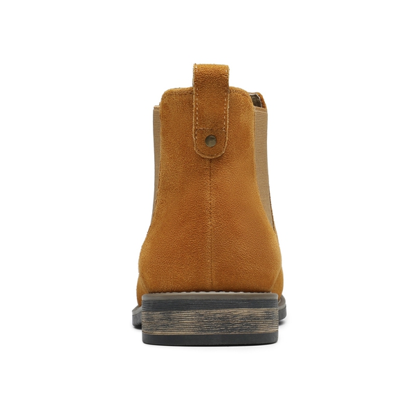 Men's Plain-Toe Suede Chelsea Boots - CAMEL - 4